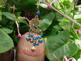  民族风复古典盘发簪子结婚头钗发饰步摇流苏古代古装 古铜弯月款