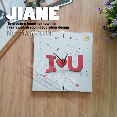 客厅装饰画钟无框画钟挂钟壁钟LOVE爱心型英