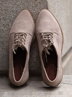  欧美英伦风舒适平底单鞋 春季新款磨砂牛皮女鞋子 真皮牛津鞋