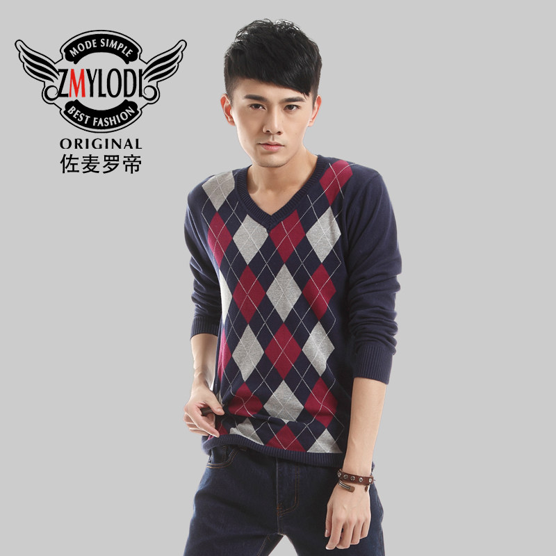 包邮!佐麦罗帝男装 2013春秋时尚<em>花色毛衣男士</em>