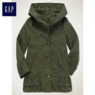  Gap军旅风荷叶边复古铜扣连帽夹克|儿童734176|原价449元