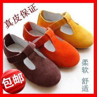  韩国新款女童鞋 纯手工魔术贴磨砂真牛皮儿童单鞋 皮鞋休闲鞋