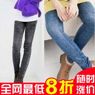  3554春装新款女士打底裤韩版牛仔女裤 大码铅笔裤小脚裤长裤子 潮