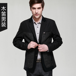  春季新款 木笛男装中年男士针织休闲西服外套 男修身春款上衣