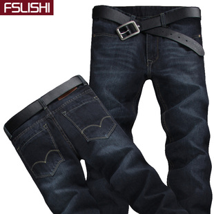  春装男士牛仔裤直筒休闲宽松长裤子加肥加大码时尚潮