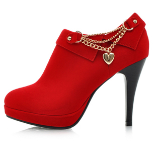  包邮秋冬新款细跟高跟鞋红色婚鞋韩国公主超高 防水台夜店 女单鞋