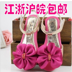  夏季新款童鞋韩版女童撞色蝴蝶结凉鞋儿童公主鞋鱼嘴凉鞋中童