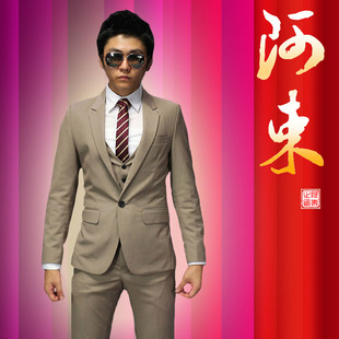  男士新郎礼服西服套装 韩版修身男西装时尚休闲三件套AS0173