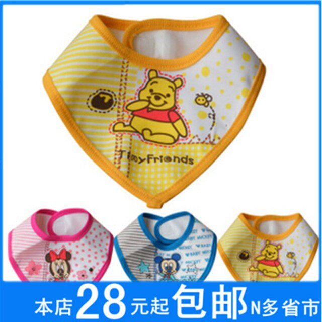 迪士尼卡通搭扣型三角围嘴/三角口水巾/婴儿围嘴/口水兜 可防水