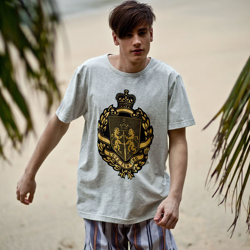 Finnish-free Pajamas clearance discounts minimalist home wear and summer men's short sleeve one-piece sports knit cotton t shirt