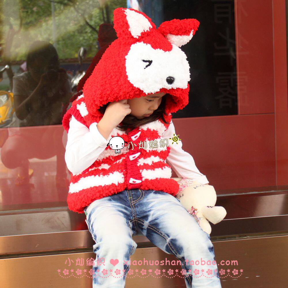 非成品 绒绒线长毛绒宝宝线 条纹<em>阿狸马甲</em>材料