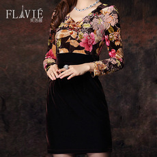 妃漫 2014春夏季新款韩版女装修身欧根纱刺绣