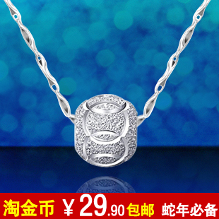  淘金币 转运珠925纯银项链 女式短款韩国版时尚 锁骨元宝瓜子链