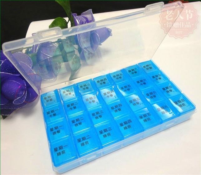 一周28格药盒 大容量便携随身药品收纳盒 安利药片分装药盒子