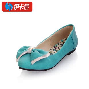  伊卡伶新款英伦风尖头蝴蝶结平跟平底鞋年春秋时尚单鞋子女鞋