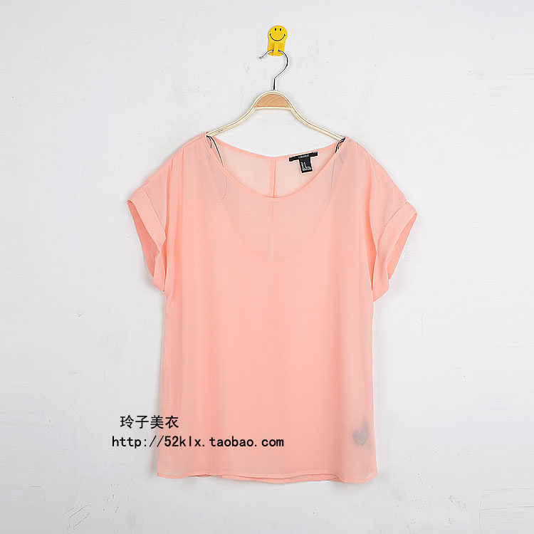 F21原单 后背开叉 短袖衬衫 女0.12kg