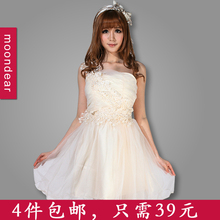 Taobao pre-sale] Shoulder Embroidery Lace Princess Pompon small dress bridesmaid dress Engagement Evening presided over the service