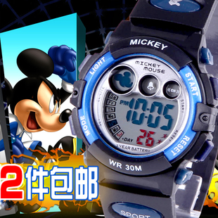  正品迪士尼手表男童表儿童手表男孩果冻电子表防水运动学生表米奇