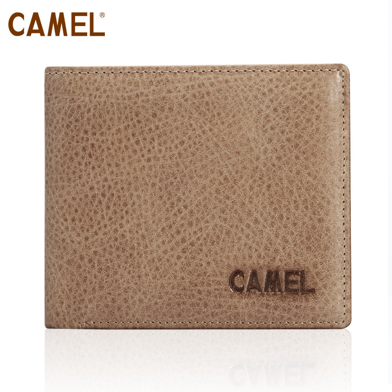 Camel camel authentic first layer nubuck leather 20 percent clip many cards men short wallet MC103059
