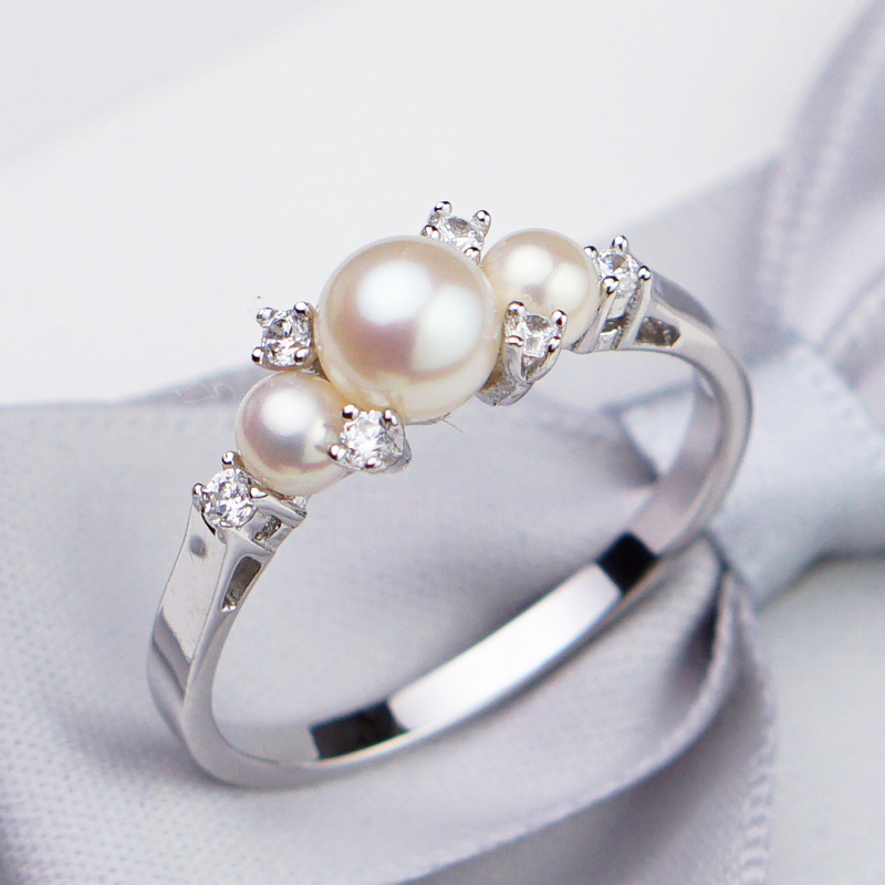 New Good Quality 925 Sterling Silver Diamond Circle natural freshwater Pearl Ring Strong light Jewellery Ringin the Accessories/Fashion Jewelry, Ring/Ring category - from Buy2taobao.com to provide professional Taobao agent buy service