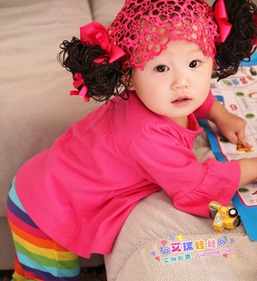  婴幼儿童发带 韩版头饰 女宝宝假发带 小孩头饰 百天拍照宝宝假发