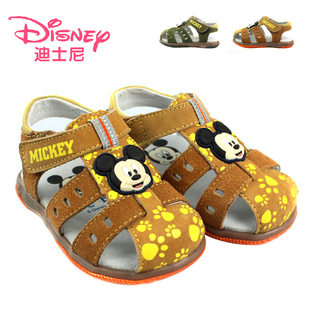  夏 Disney/迪士尼童鞋 男童绒面包头凉鞋 儿童真皮皮鞋 韩版
