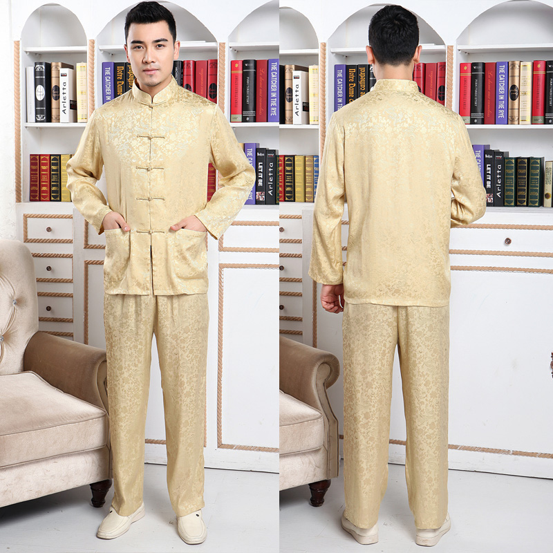 man Tang costume suit Middle-aged and elderly people dad Ethnic style Long sleeve Chinese style Tang costume Summer wear mulberry silkin the Men's clothing, Set , Other Suit category - from Buy2taobao.com to provide professional Taobao agent buy service