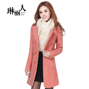 2013秋冬装新品韩版修身羊毛呢大衣女长款呢