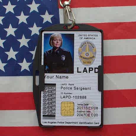 美国洛杉矶警察局警员身份ID卡 军迷芯片身份
