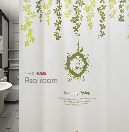 【asa room】韩国代购浴帘 清新树藤叶子防水防潮浴室挂帘 k501