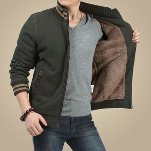AFSJEEP吉普秋装<em>开衫</em>男士<em>加绒</em>加厚<em>卫衣</em> 立领