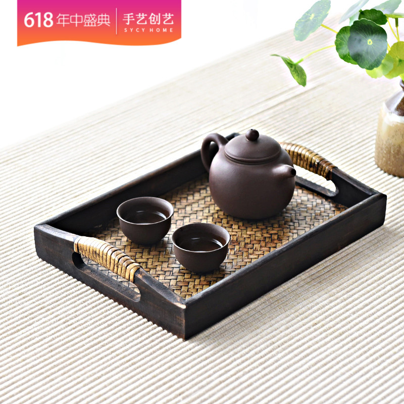 To fake something antique tea tray Tray Chinese style Thai Do the old Tea tray solid wood tea set Bamboo Rattan Drawer Tea Service Trayin the Tableware , Tea set , Tea tray category - from Buy2taobao.com to provide professional Taobao agent buy service