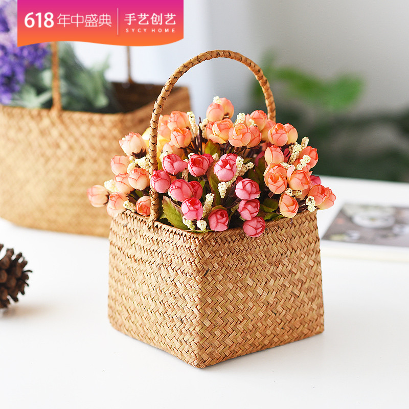 Seaweed hand basket Flower basket Straw Storage baskets Decoration Debris basket Hand carry Rattan Willow Basket festival Gift boxin the Storage consolidation , Home Storage appliances , Storage Basket , Other Storage Basket category - from Buy2taobao.com to provide professional Taobao agent buy service