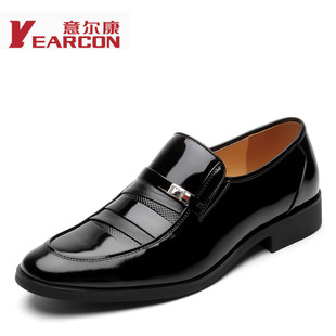  意尔康正品包邮 商务正装真皮鞋子 头层牛皮漆光皮男鞋 ZA6566AC