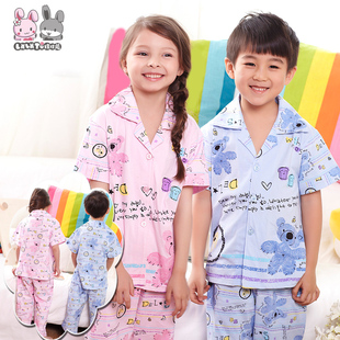  包邮儿童睡衣纯棉女童薄款可爱家居服 男童夏季睡衣短袖亲子装