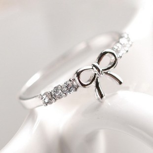  0982 韩国饰品 新款小饰品批发 韩版蝴蝶结镶钻戒指 女 指环