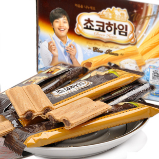  韩国榛仁巧克力威化饼干 CROWN可拉奥/ 韩国冰淇淋饼干142g 大灰