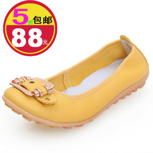  春秋新款正品孕妇鞋船鞋坡跟平跟女式牛皮真皮淑女士单鞋女鞋