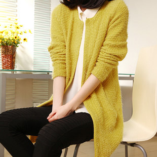 2013 spring new Korean fashion spring loose round neck long sleeve long knit Cardigan Sweater jacket