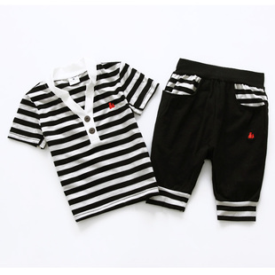  夏季新款品牌童装 英伦学院风儿童套装 两件套