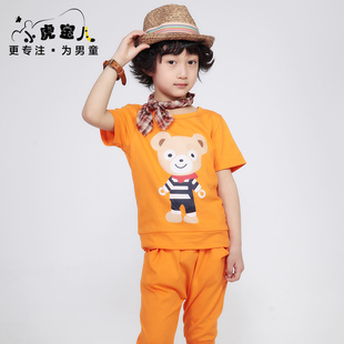  童装宝宝衣服 休闲卡通儿童套装 韩版男童运动套装夏装新款潮