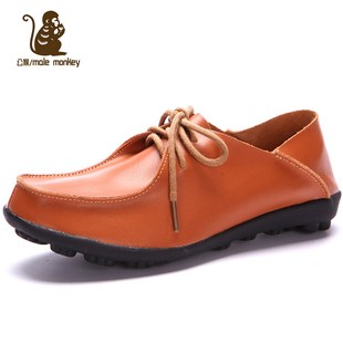  公猴春款休闲女鞋英伦休闲鞋女单鞋真皮平底平跟韩版时尚女鞋057