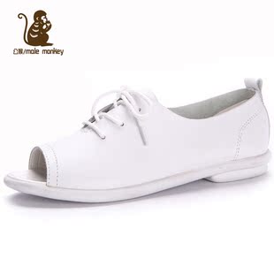  公猴夏款英伦小白鞋鱼嘴小白鞋夏季女鞋休闲女鞋休闲鞋女单鞋081