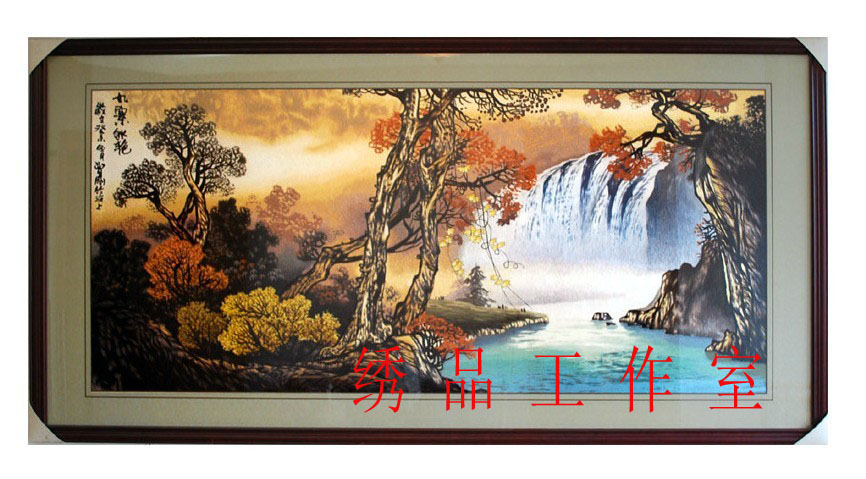 手工刺繡九寨溝瀑布風景畫 汴繡成品亂針繡客廳裝飾畫壁畫送同事在類目 居家布藝, 刺繡套件, 蘇繡中 - 來自Buy2taobao.com提供專業的淘寶代購服務