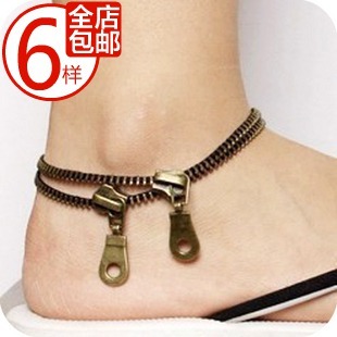 欧美流行饰品 朋克 创意无限!复古 拉链 脚链 批发