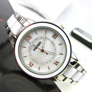  新年礼物Wilon威龙爱琴海恋人贝壳面水钻刻度唯美女表 手