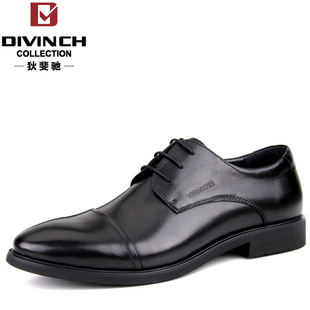  divinch 高端头层牛皮真皮皮鞋潮流男鞋正品英伦尖头男士商务正装