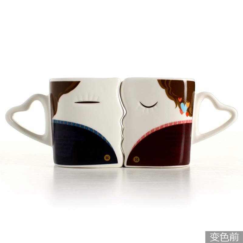 亲嘴情侣变色杯 创意陶瓷杯马克杯水杯可爱卡通情侣杯子对杯一对 亲嘴情侣变色杯 创意陶瓷杯马克杯水杯可爱卡通情侣杯子对杯一对