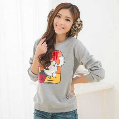 可爱印花圆领外套卫衣...