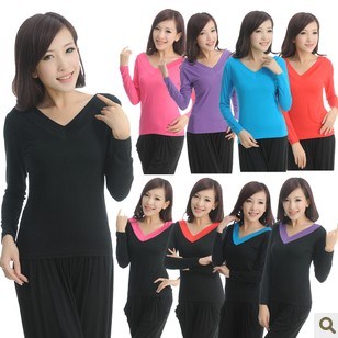 新款韩版莫代尔t恤 百搭广场舞服装舞蹈服 单V领长袖T恤打底衫|ruв категории движение/йога/фитнес/фанаты товаров, танец/аэробика/гимнастика, латинский танец, латинский танец. - от Buy2taobao.com для оказания профессиональной услуги покупки агента Taobao